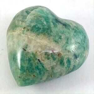 Amazonite Palm Stone Heart Shape 1"  17g  calming soothing Stone Truth Courage